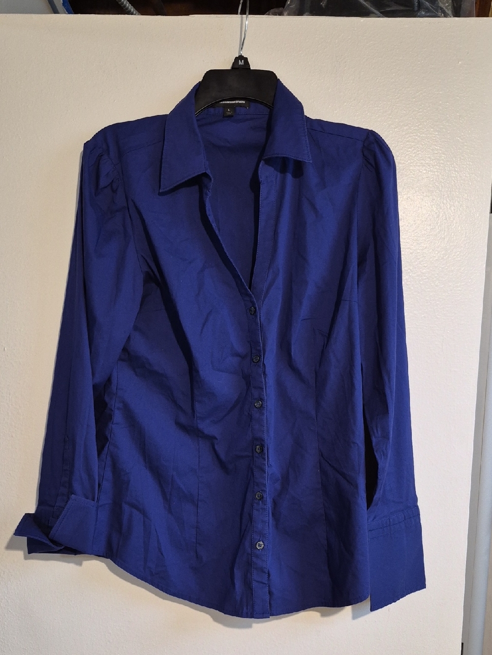 Express Design Studio Deep Blue  Button-Up Top Size L